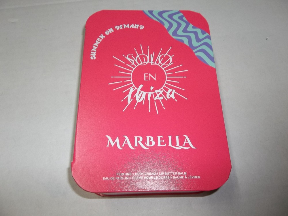 Solo En Ibiza Marbella Parfum Body Cream Lip Butter Balm New in Box #2