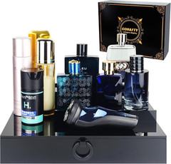 Cologne Organizer for Men,3 Step Acrylic Waterproof Black Cologne Stand with Dra