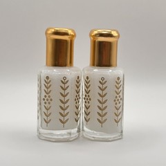 Set of 2 Arabian White Musk Tahara Perfume Oil Attar Bottles Gold Printed Vials