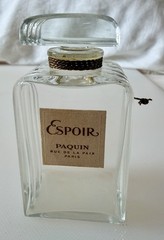 RARE Vtg Paquin Espoir Perfume Bottle France Art Deco Glass Empty Rue de la Paid