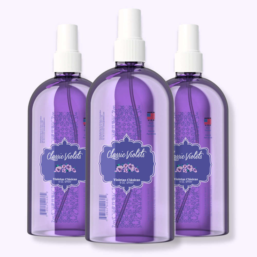 Yoly Classic Violets Spray Cologne – 8 fl oz, Soft Floral Scent (3-Pack)