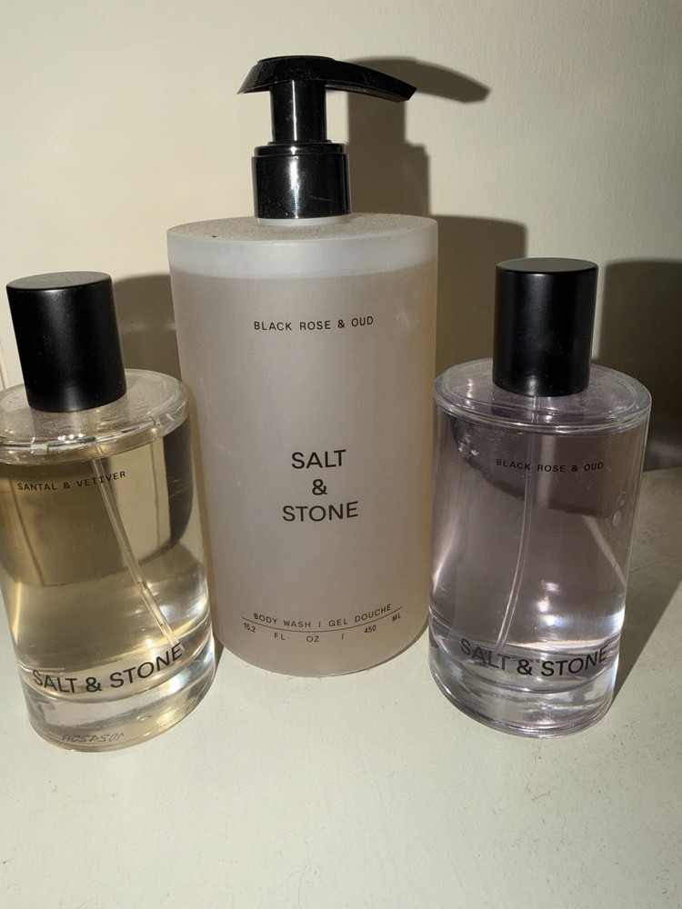 Salt & Stone Bundle Black Rose & Oud + Santal Vetiver Perfumes & Body Wash