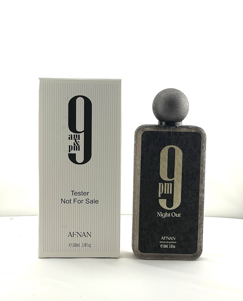 Afnan Unisex 9Pm Night Out Extrait de Parfum Spray New In Tester Box 3.4 fl oz