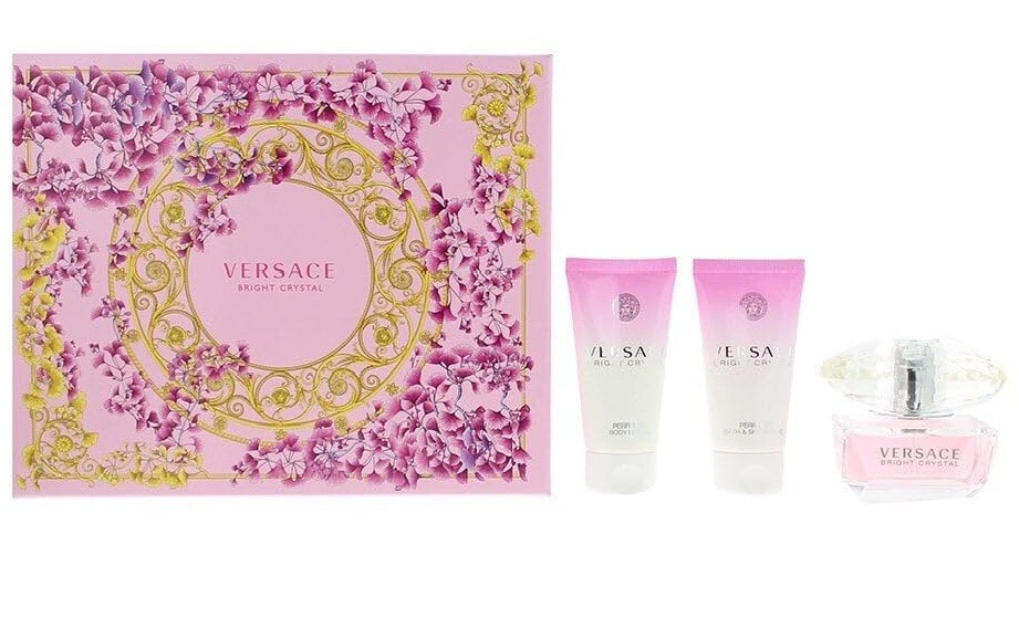 VERSACE BRIGHT CRYSTAL 3 pcs GIFT SET for Women 1.7 oz EDT Spray + LOTION + GEL