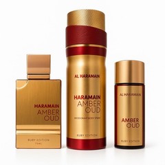 Amber Oud – Ruby Edition by Al Haramain for Unisex Adult – 3 Pc Gift Set 2.5o…