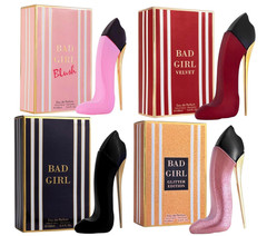 Bad Girl Perfume 4PC Set for Women Eau De Parfum Blush Velvet Glitter 100ml