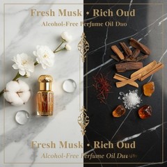 White Musk & Oud for Glory Attar Combo Alcohol Free Perfume Oil Set