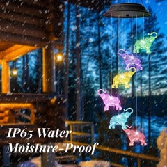 Magical Colorful Solar Elephant Wind Chimes for Birthdays and Special Occasions