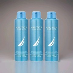 (3 BOTTLES) Nautica Pure Blue Body Spray 6oz / 170g – NEW Sealed – FREE SHIP