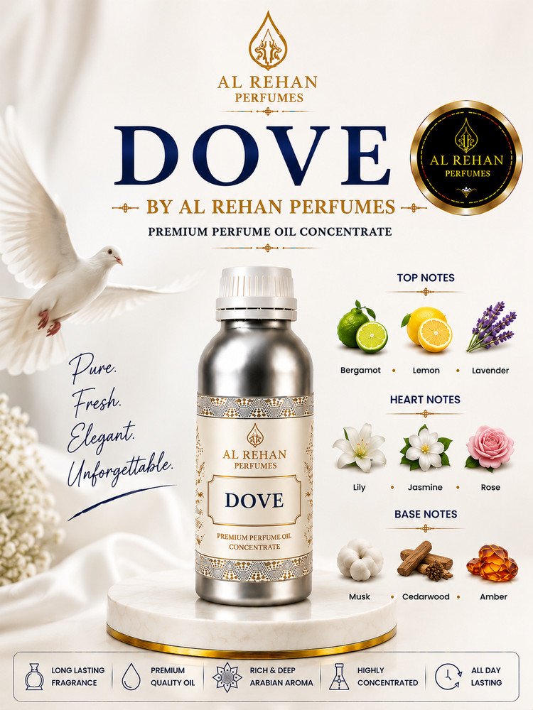 Al Rehan Perfumes Dove Attar Perfume Oil Best Long Lasting Fresh Clean Scent Oil