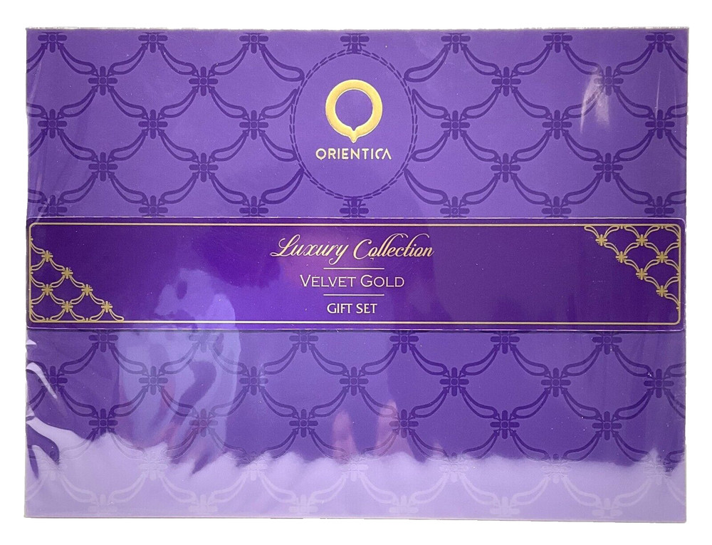 Orientica Velvet Gold 4pc Gift Set Unisex (2.7 oz + 0.25 oz + 2 x 0.33 oz EDP)
