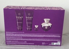 DYLAN PURPLE by Versace | Women’s 4 Pc Gift Set: 3.4+0.17 Oz EDP+3.4 B.Lot+S.Gel