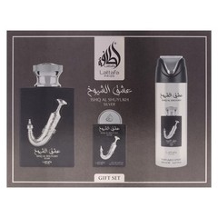 Pride-Ishq Al Shuyukh Silver by Lattafa for Men-3 Pc Gift Set