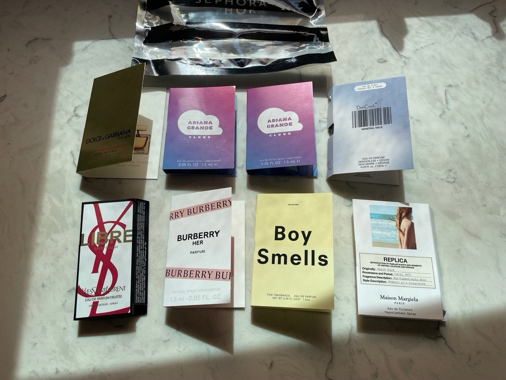 Sephora Perfume Sample 9 Count Lot YSL,Replica,Boy Smells,Burberry,Ded Cool,D&G