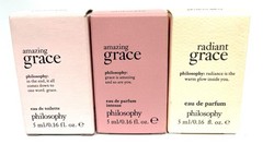 Philosophy Amazing Grace Intense Radiant Grace Set Of 3 Mini Bottles New