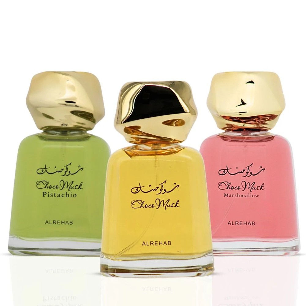 Choco Musk Original,Pistachio, Marshmallow EDP Sprays 100ml by Al Rehab (Bundle)
