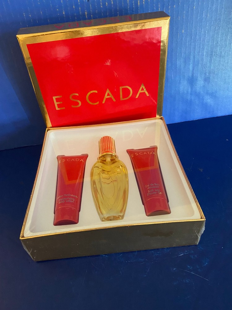Vintage Escada Margaretha Ley Perfume Gift Set 1.7oz EDT Spray + Lotion + Gel