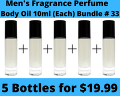 5 Pack Men’s Fragrance Perfume Premium Body Oil 10-ml Roll-On Bottle-Bundle # 33