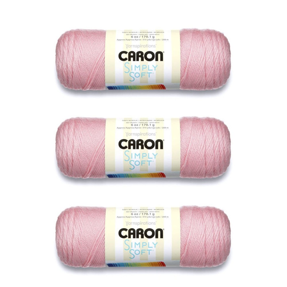 Simply Soft Soft Pink Yarn – 3 Pack of 170g/6oz – Acrylic – 4 Medium (Worsted…