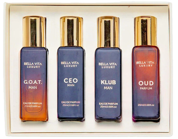 BELLAVITA Luxury 4X 20 Ml Each MEN Set CEO,OUD,KLUB,GOAT EDP SPRAY New