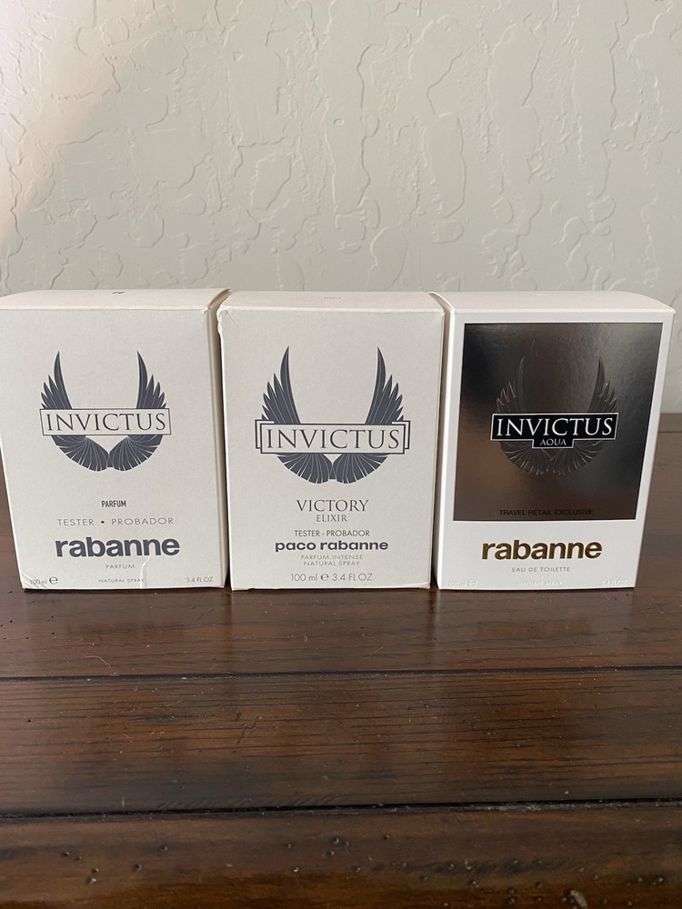 rabanne Invictus Lot of Three Fragrances. 3.4 fl oz Regular Size