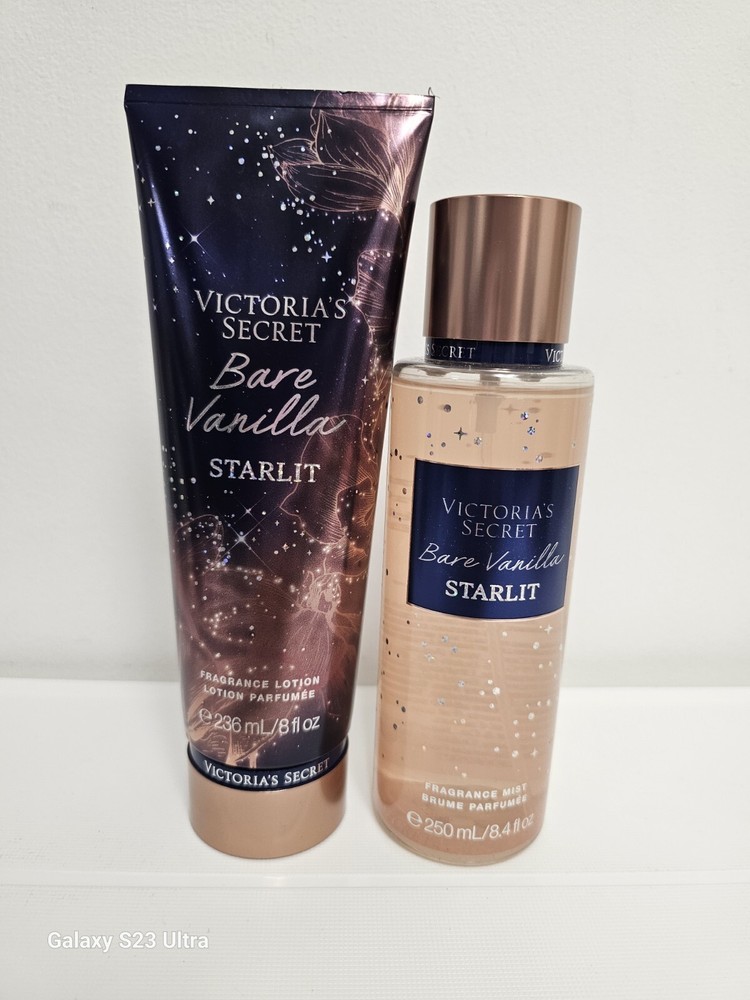 Victoria’s Secret Bare Vanilla Starlit Fine Fragrance Mist & Lotion Set New