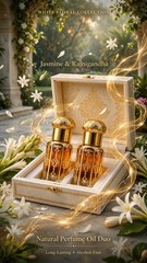 Jasmine & Rajnigandha Attar Perfume Oil Set 2x11ml Alcohol-Free Floral Unisex
