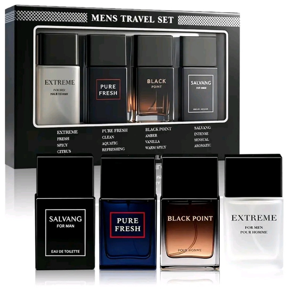 Men’s Travel Set Eau de Toilette Spray 4pc Travel Gift Set 4 x 1.02 fl oz