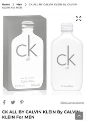 CK ALL BY CALVIN KLEIN by CALV’I KLEIN for MEN. 3.4