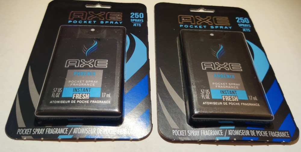 2 AXE Pocket Spray Fragrance for Men Phoenix Scented Instant Fresh 250 Sprays!