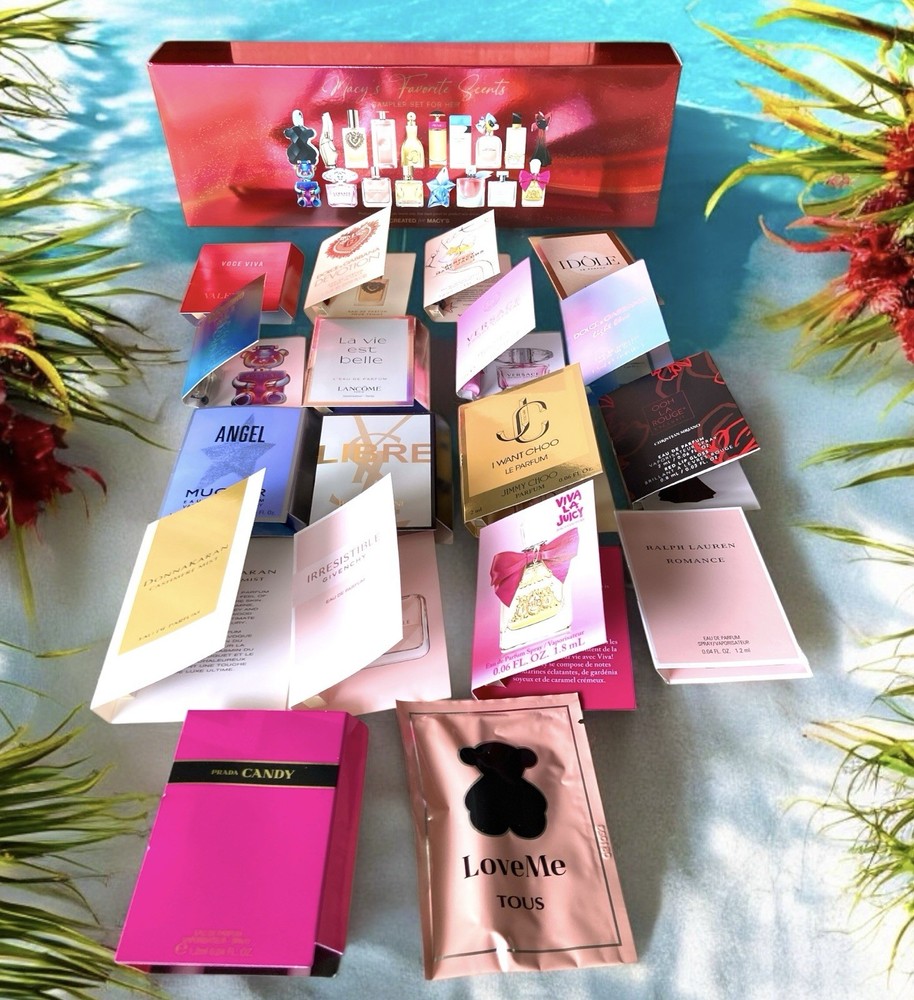 Macy’s 18pc Favorite Scents Perfume Sampler Gift Set YSL Prada TOUS Valentino