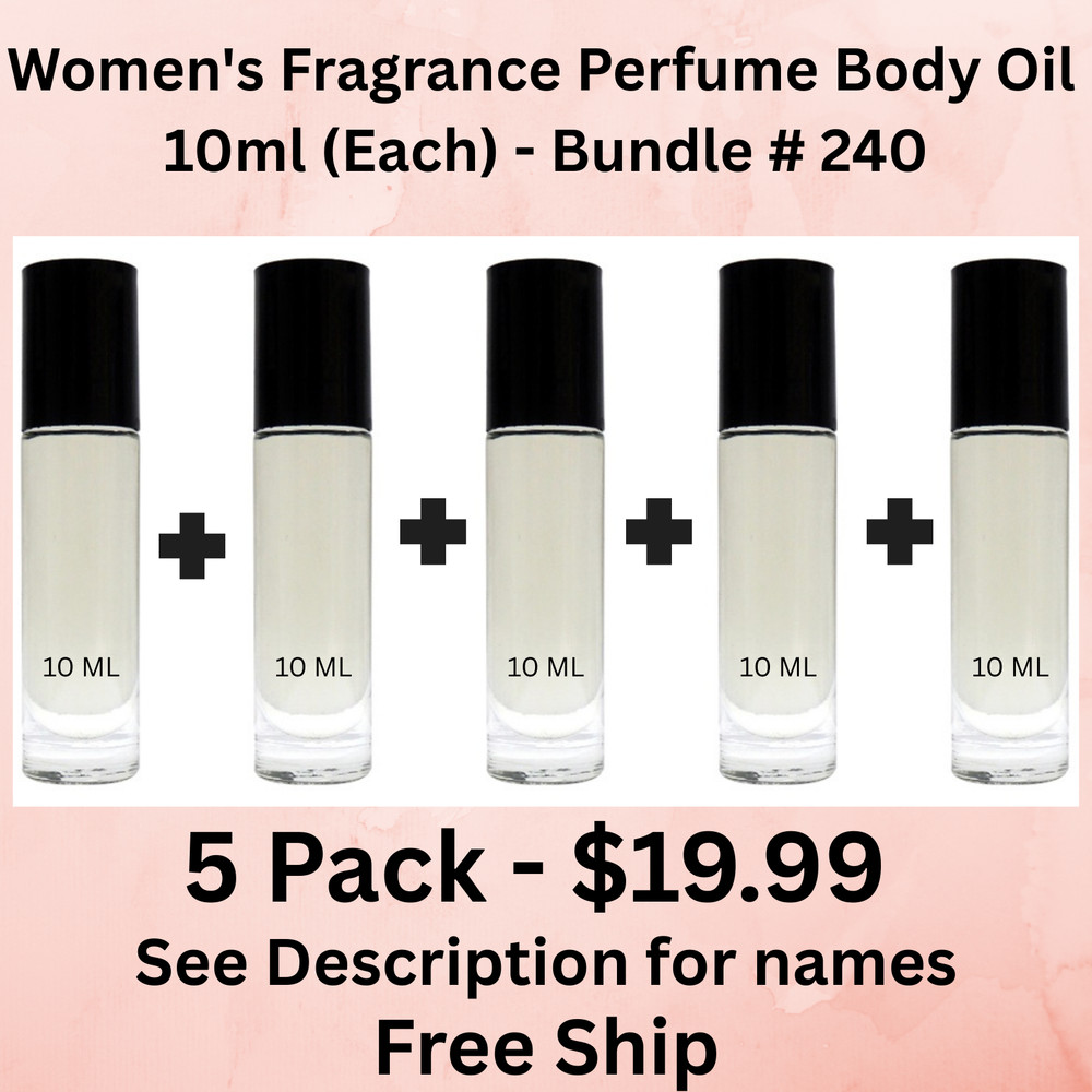 Bundle # 240 – 5 Pack Women’s Fragrance Perfume Body Oil 10-ml Roll-On Bottle
