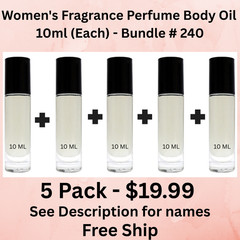 Bundle # 240 – 5 Pack Women’s Fragrance Perfume Body Oil 10-ml Roll-On Bottle