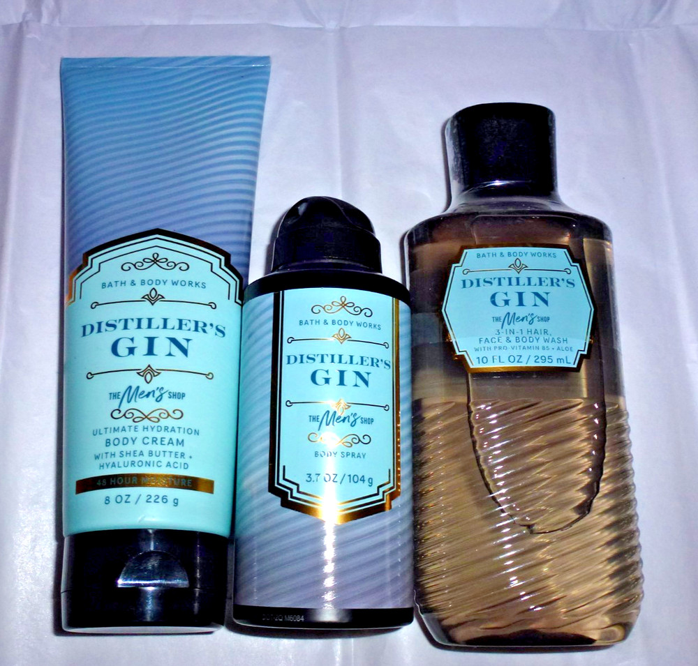 Bath & Body Works DISTILLER’S GIN Men’s Collection Spray, Wash, Cream- All 3 NEW