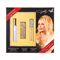 Dolly Parton Travel Spray JOLENE Lipstick & GOLD DUST Gloss Holiday Gift Set NEW