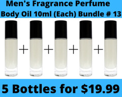 5 Pack Men’s Fragrance Perfume Premium Body Oil 10-ml Roll-On Bottle-Bundle # 13
