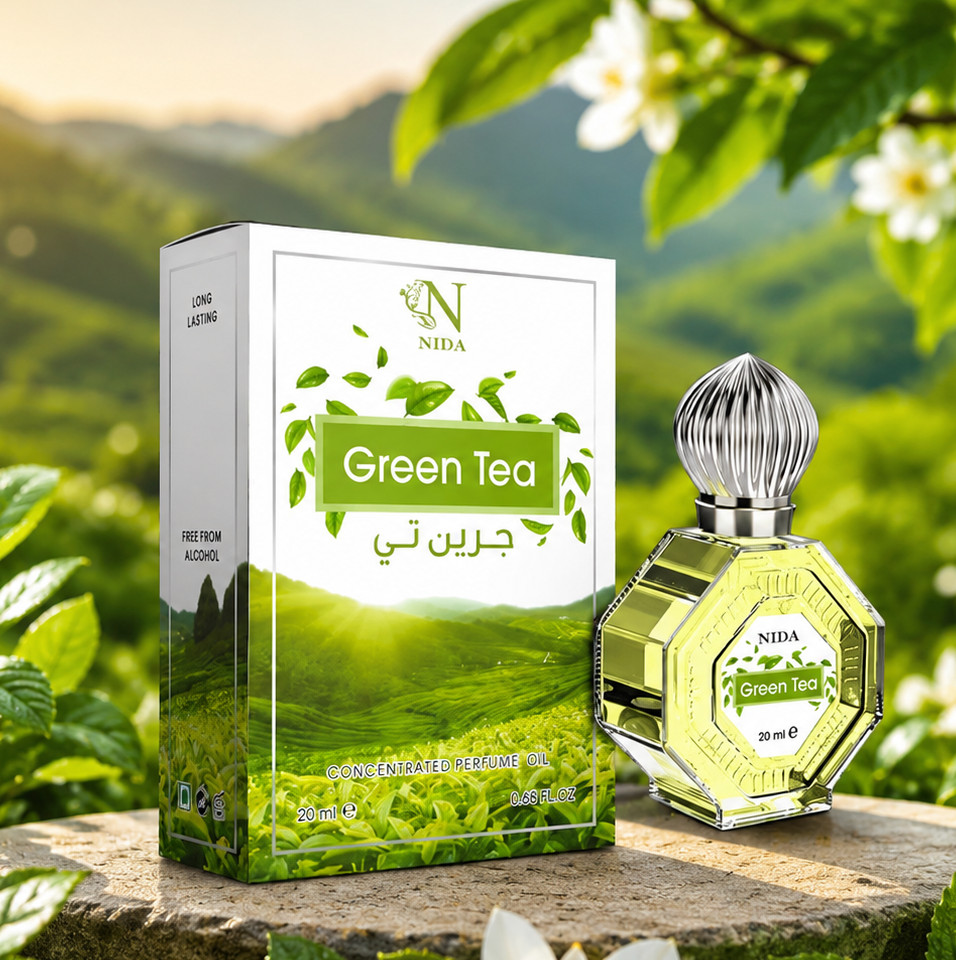 Nida Green Tea Attar Perfume 20ml Classic Fragrance Oil for Daily Wear FS