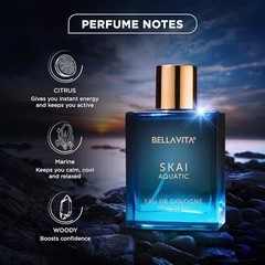 Bella Vita Skai Aquatic EDP 100ml Unisex Bergamot Lavender Patchouli Perfume FS