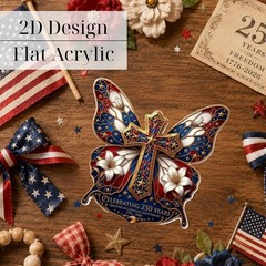 2D Flat Acrylic Butterfly Cross – Commemorative Christian Gift Set for Women