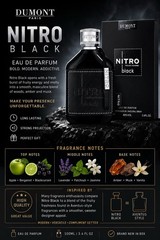 Dumont Paris Nitro Pour Homme Black Eau de Parfum Natural Spray, 3.4 fl oz
