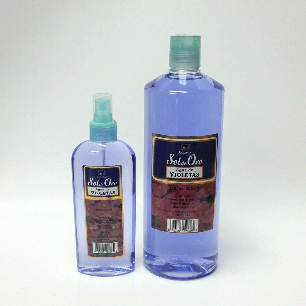 Agua De Violetas Colonia Sol de Oro 32 oz Splash + 8 oz Spray Violets Cologne