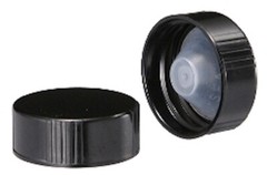 15 ML (1/2 oz.) Boston Round Glass Clear Bottle With Black Plastic Caps
