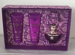 DYLAN PURPLE by Versace | Women’s 4 Pc Gift Set: 3.4+0.17 Oz EDP+3.4 B.Lot+S.Gel