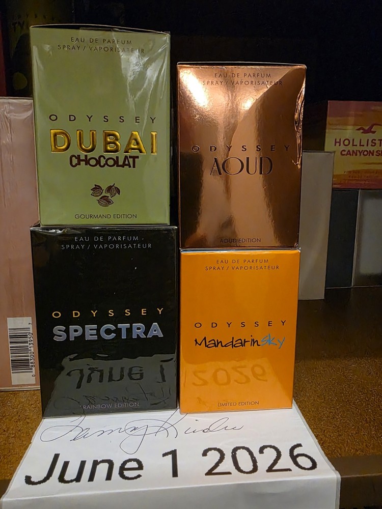 4 Bundle Odyssey. Mandarin Sky. Dubai Chocolate, Aoud, Rainbow Edition Spectra