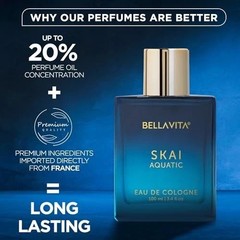 Bella Vita Skai Aquatic EDP 100ml Unisex Bergamot Lavender Patchouli Perfume FS