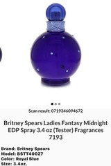 Midnight Fantasy by Britney Spears EDP Spray For Women-New In Tester Box 3.3 oz