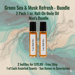 Green Sea & Musk Refresh 2 Pack-30ML Men’s Roll On Perfume Body Oil Bundle