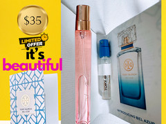 Vera Bradley Macaroon Rose Eau de Toilette Spray/10 mL/Travel Size + TORY BURCH.