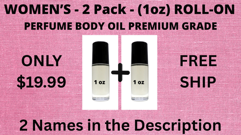 2 Pack 1 oz Women’s Fragrance Perfume Premium Body Oil Roll On Bundle # 142