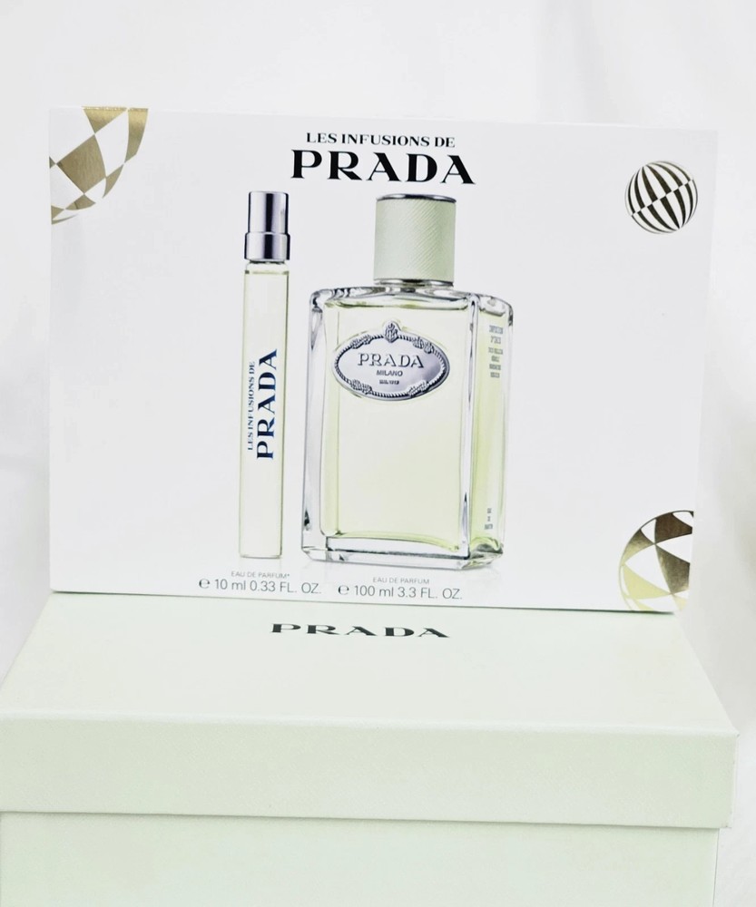 PRADA 2 PC Set Les Infusion D’Iris Prada EDP 3.3 oz & 0.33 oz Travel Spray NIB